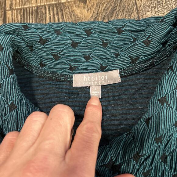 Habitat Lagenlook Button Down Jacket L Blazer Green Black Womens - Picture 6 of 7